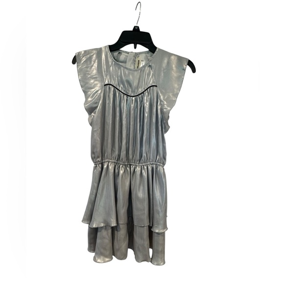 Girl’s Zadig & Voltaire Freja Silver Metallic Ruffled Dress: Size 10 - Picture 1 of 12